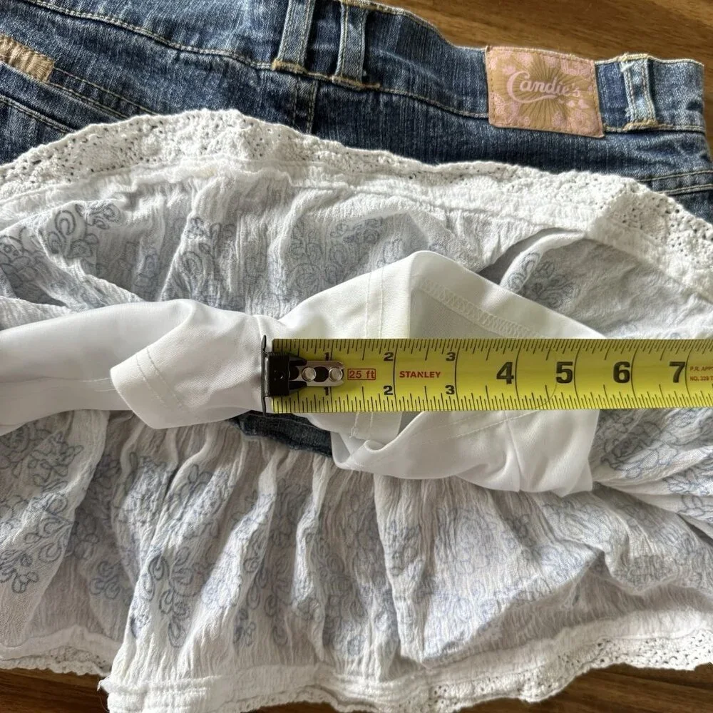 Vintage Y2K‎ Candies Tiered MINI Denim Skirt Sz 14 Teen Boho Western Cowgirl